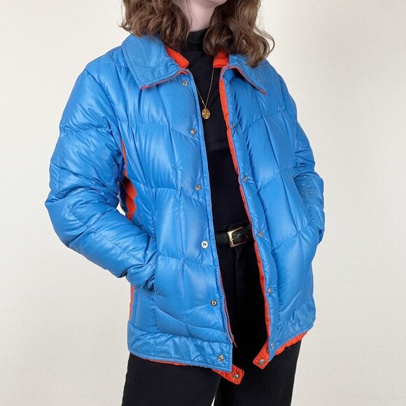 Vintage 70s Down Feather Puffer Jacket Coat Ski Puff Insulated Warm Winter 1970s - Picture 6 of 13